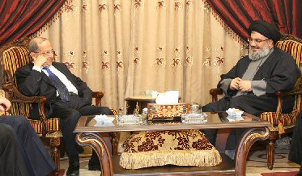 میشل عون کی سید حسن نصراللہ سے ملاقات
